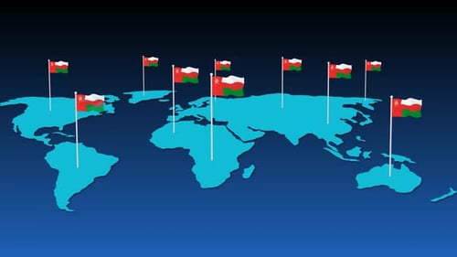 Oman National Flag Fly On Earth Map Animation
