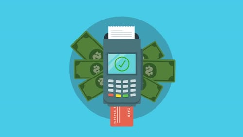 Flat Design Credit Card Payment and Money Transaction Animation