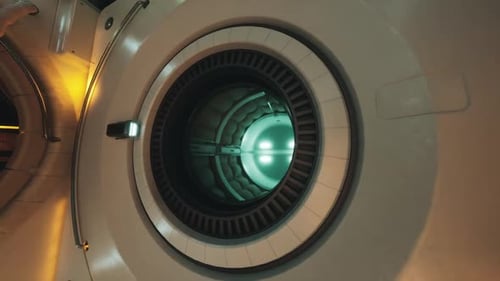 Interior View of a Futuristic Space Station with Advanced Technology in Orbit