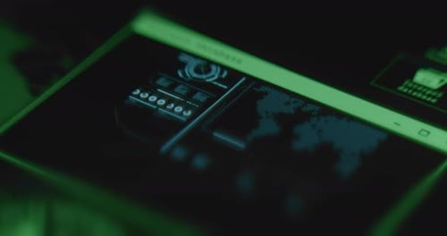Futuristic Computer Interface Animation with Digital World Map
