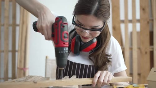 Carpenter work at workshop.