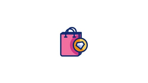 Animated Shopping Bag and Diamond Rewards Icon