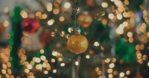 Decorated Christmas Tree with Bokeh Lights