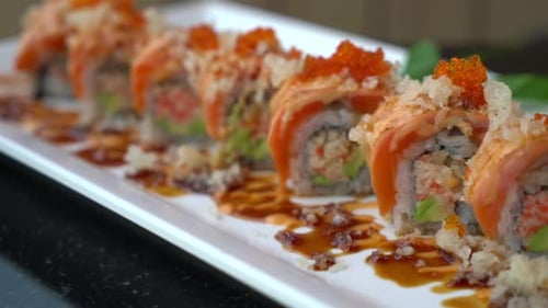 salmon sushi rolls - japanese food