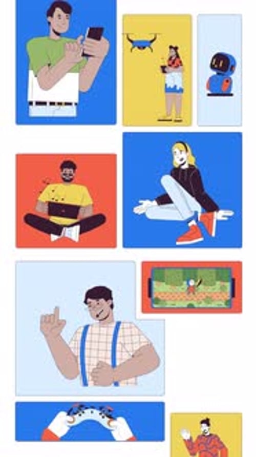 Animated Flat Design Illustrations of People and Technology
