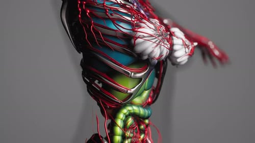 Animated 3D Model of Human Anatomy with Circulatory and Digestive Systems