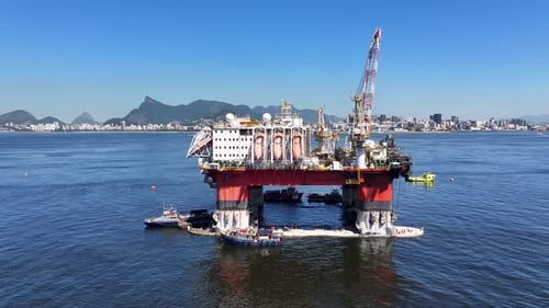 Oil Platform At Niteroi In Rio De Janeiro Brazil.
