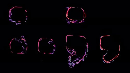Colon, Period, Semicolon and coma symbols made of multicolor neon curves and lightnings on alpha