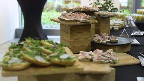 Elegant Food Buffet with Delicious Assorted Snacks