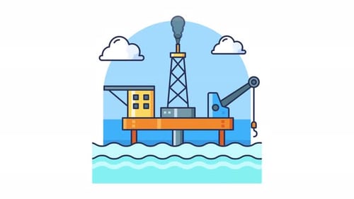 Animation zum Bohren auf Offshore-Ölplattformen zur Gewinnung von Erdölenergiessourcen