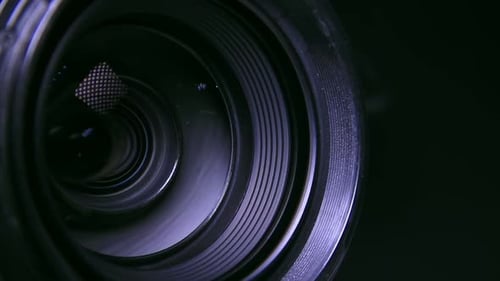 Zooming Video Camera Lens. Macro Close Up.