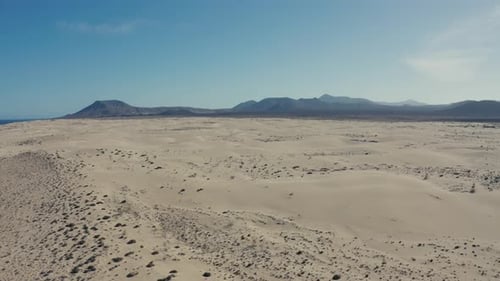 Drone shot of a desert in Fuerteventura