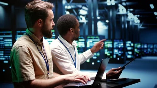 Coworkers Running Data Center Tests