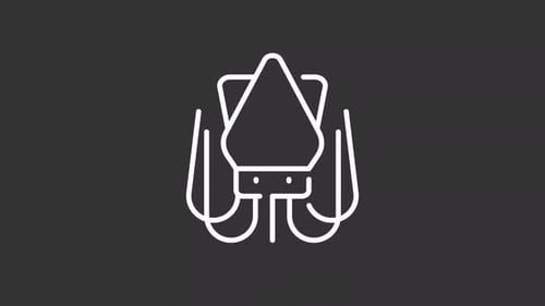 Animated squid line white line icon