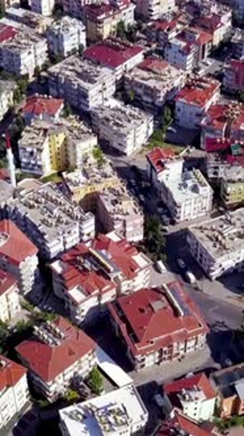 Top View of Highrise Buildings with Red Roofs Clip Beautiful Houses with Red Roofs are Located Close