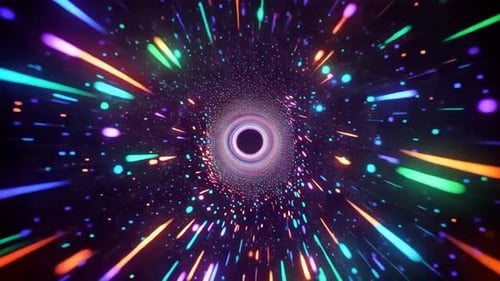 Voyage en hyperespace à travers un tunnel lumineux au néon coloré