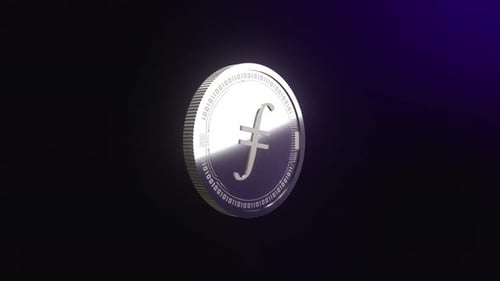 Animation rotative des pièces d'argent de la crypto-monnaie Filecoin