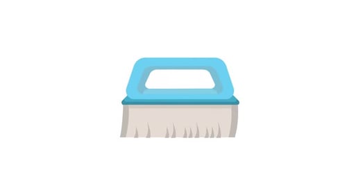 Flat Design Cleaning Brush Icon Animation