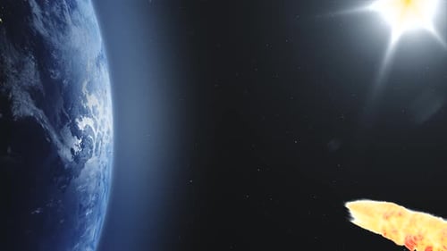 Realistic Space Rocket Launch Leaving Earth into Deep Space