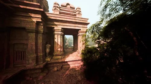 Ancient Sandstone Archway Concealed Within Dense Jungle Foliage