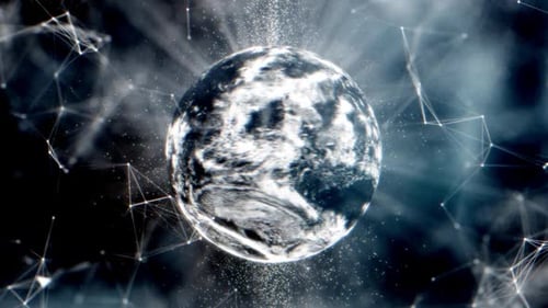 Network Blue Earth Background Loop