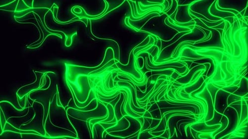 Abstract Fluid Green Glowing Lines Motion Background