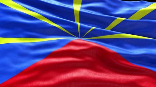 Reunion Island Flag Waving Seamless Loop Background