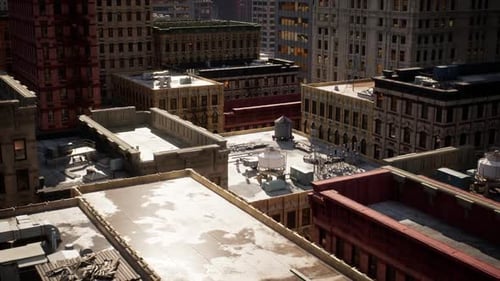 Rooftop View of Urban Buildings Showcasing Architecture in a Cityscape