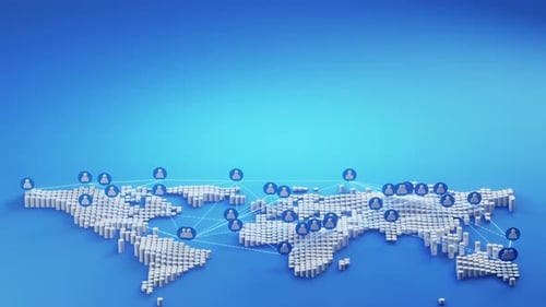 Animated Global Social Network on 3D World Map