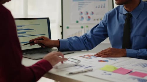 Close up of hands are working and brainstorming on paperwork about business financial and marketing.