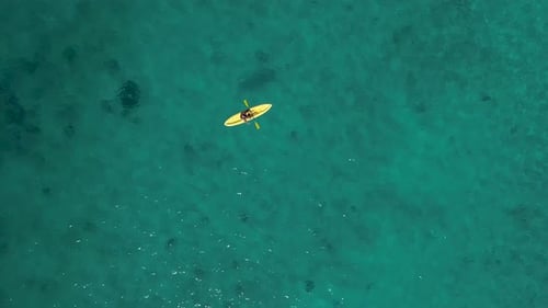 Overhead View of Person on Kayak at Caribbean Sea