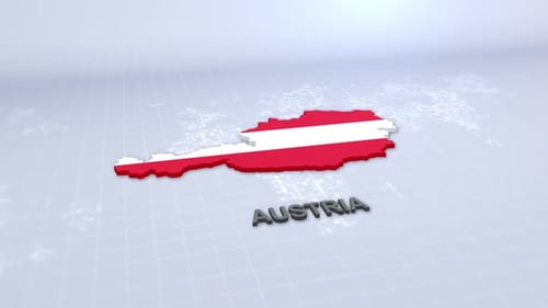 3D Animated Map of Austria with National Flag