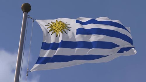 Cámara lenta de la bandera uruguaya