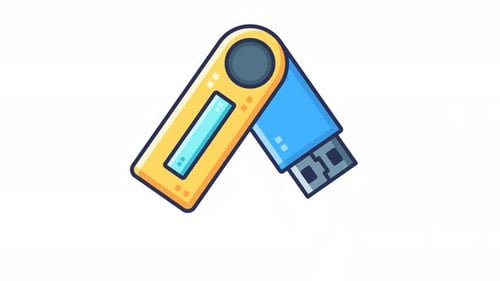 Clé USB ouverte et fermée, mouvement d'ouverture et de fermeture, icône animée en boucle fluide