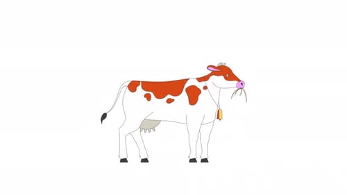 Cartoon Cow Eating Hay Loop Animation