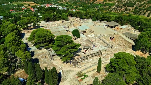 Vue aérienne des ruines archéologiques grecques du palais de Knossos sur l'île de Crète