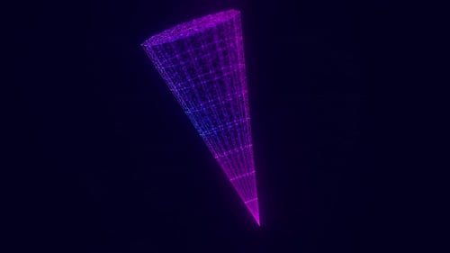 Rotating Digital Cone with Data Points Holographic Object Technology Animation Futuristic AI Vision