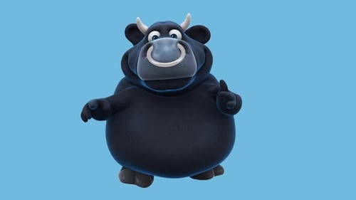 Fun 3D cartoon bull dancing (with alpha channel)