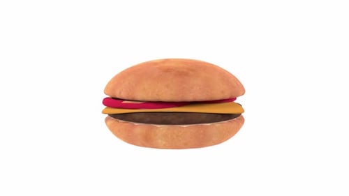 Realistic 3D Hamburger with Cheese and Tomato