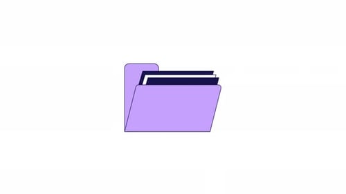 Computer folder opening line 2D object animation