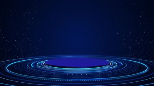 Цифровая высокотехнологичная технология: сцена с синим кругом на портале голограмм Futuristic Elements