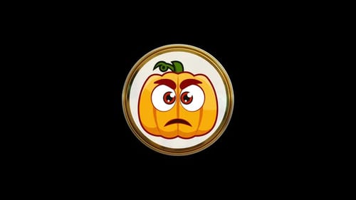 Halloween Angry Face Circle Icon Loop Animation