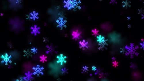 Multicolored Snowflake Particles Background V6