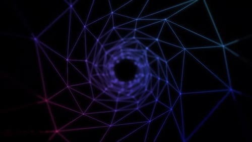 Abstract plexus tunnel background. Network connected data tunnel background animation .