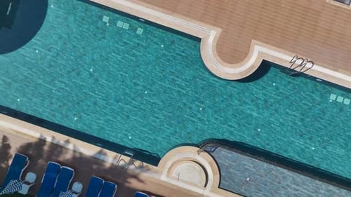 Aerial View Completed Complex With Stunning Pool and Kids' Water Slides By the Mediterranean