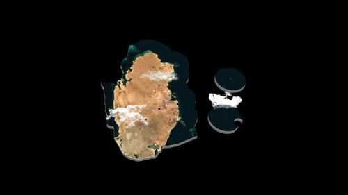 Animated Map of Qatar with Dynamic Clouds