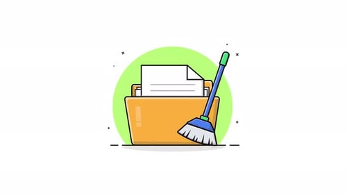 Flat Design Folder Document Cleaning Animation