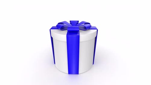 Blue gift box 3d object rotating loop