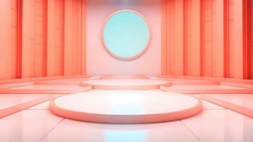 Podium Futuristische Vitrine mit Plattform für Produktausstellungen. Leeres modernes Bühnendisplay