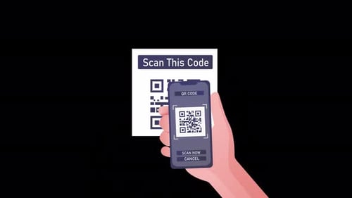QR Code Scan With Smartphone Flat Design Animation